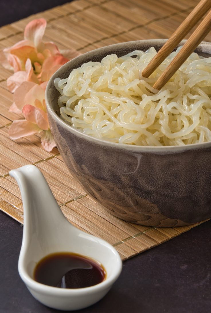 Shirataki konjac noodle. Japanese traditional oriental style food.
